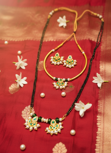 Green Moti Layered Set