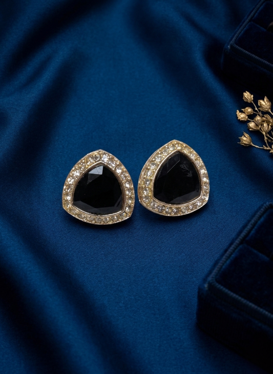 Black Stone Pearl Necklace with Earrings
