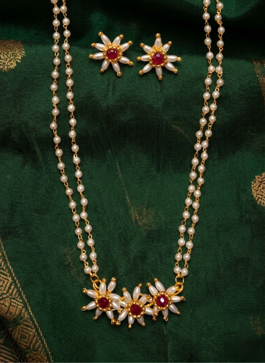 Prajakta Long Necklace with Earrings