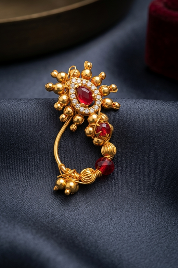 Golden and Red AD Stone Nath