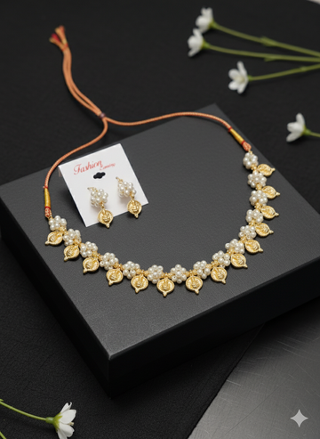 Moti Lakshmi Coin Necklace with Earrings
