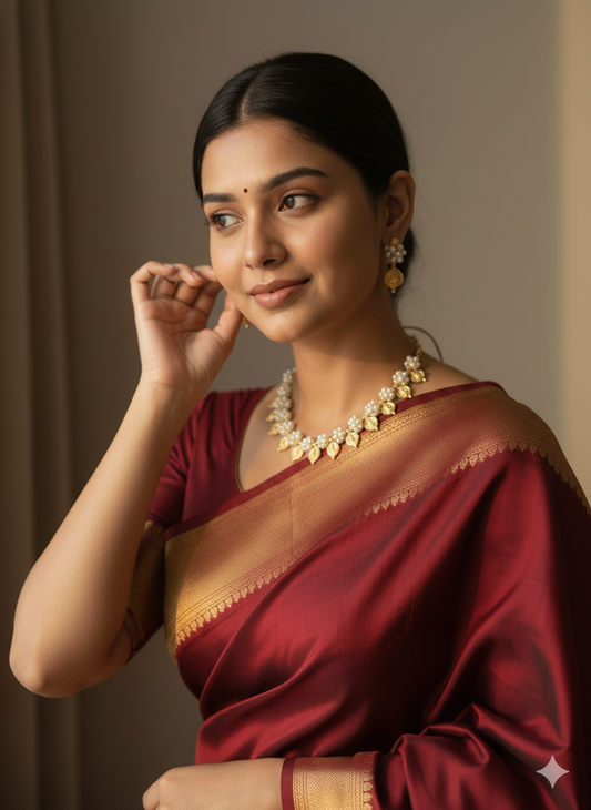 Moti Lakshmi Coin Necklace with Earrings