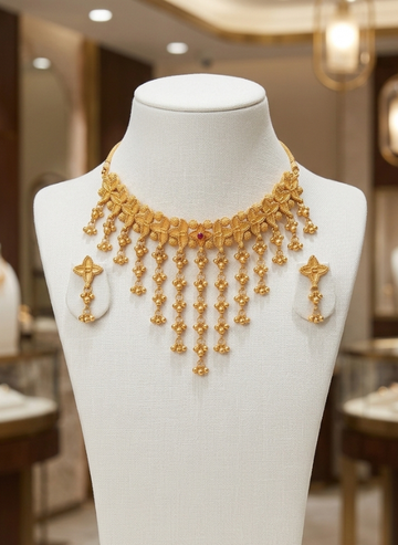Golden Laffa Necklace with Earrings